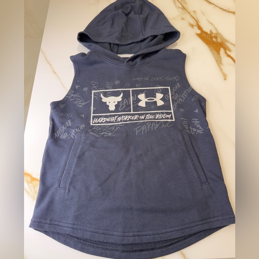 Under Armour Kids' Dark Blue Sleeveless Hoodie - Picture 2 of 4